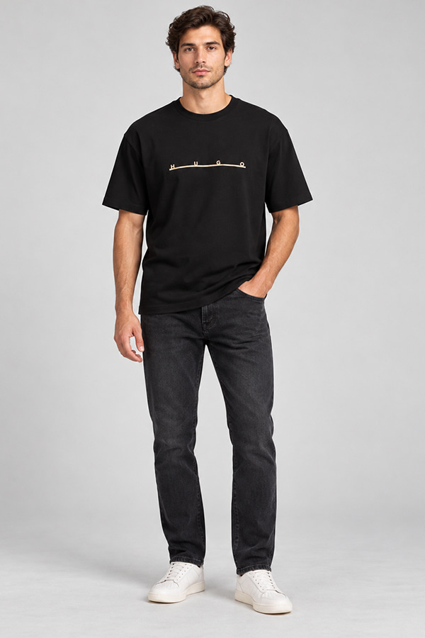 ΜΠΛΟΥΖΑ T-SHIRT HUGO - 001 ΜΑΥΡΟ